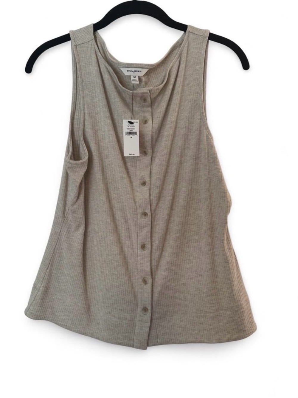 Banana Republic Beige Ribbed Button-Front Tank. New with tags.